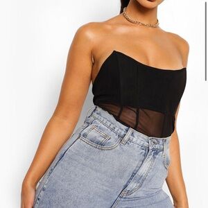BOOHOO SIZE 2 MESH PANELLED CORSET